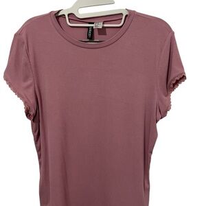 Divided by H&M Short Sleeve Ribbed Tee in Dusty Mauve